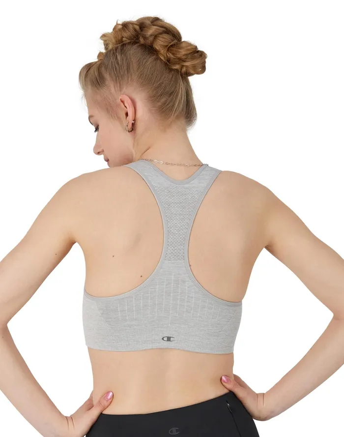 Infinity Racerback Sports Bra C Logo Oxford Grey Women Champion Sports Bras and Bralettes