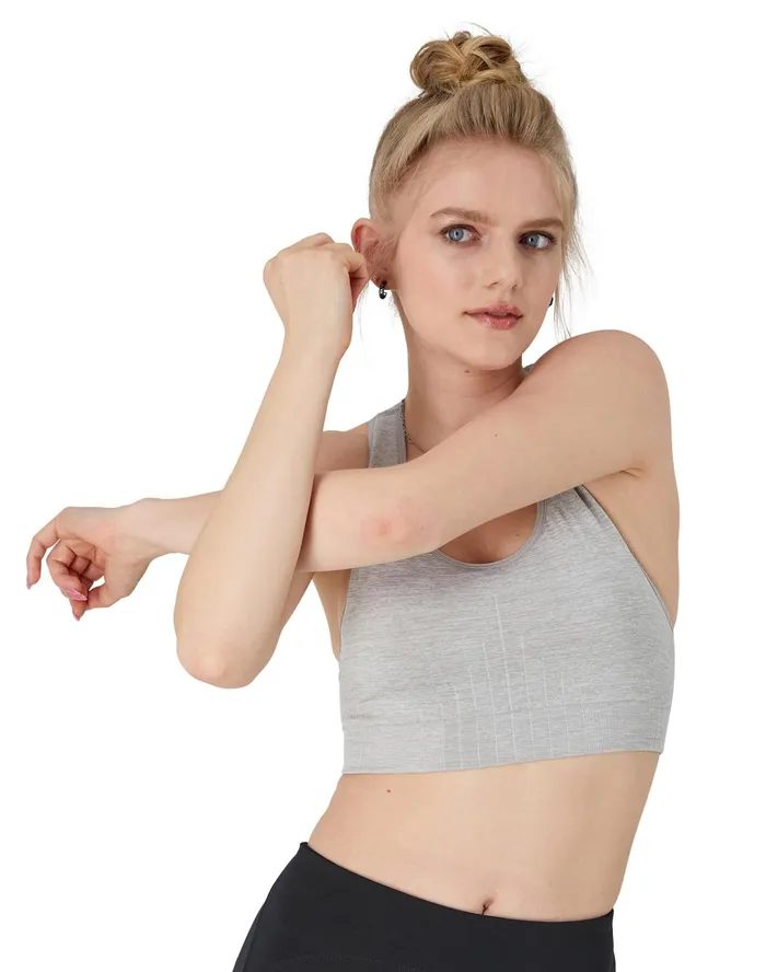 Infinity Racerback Sports Bra C Logo Oxford Grey Women Champion Sports Bras and Bralettes