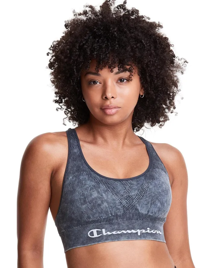 Infinity Racerback Sports Bra Script Logo Black Women Champion Sports Bras and Bralettes
