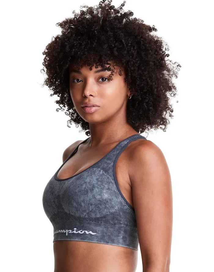 Infinity Racerback Sports Bra Script Logo Black Women Champion Sports Bras and Bralettes