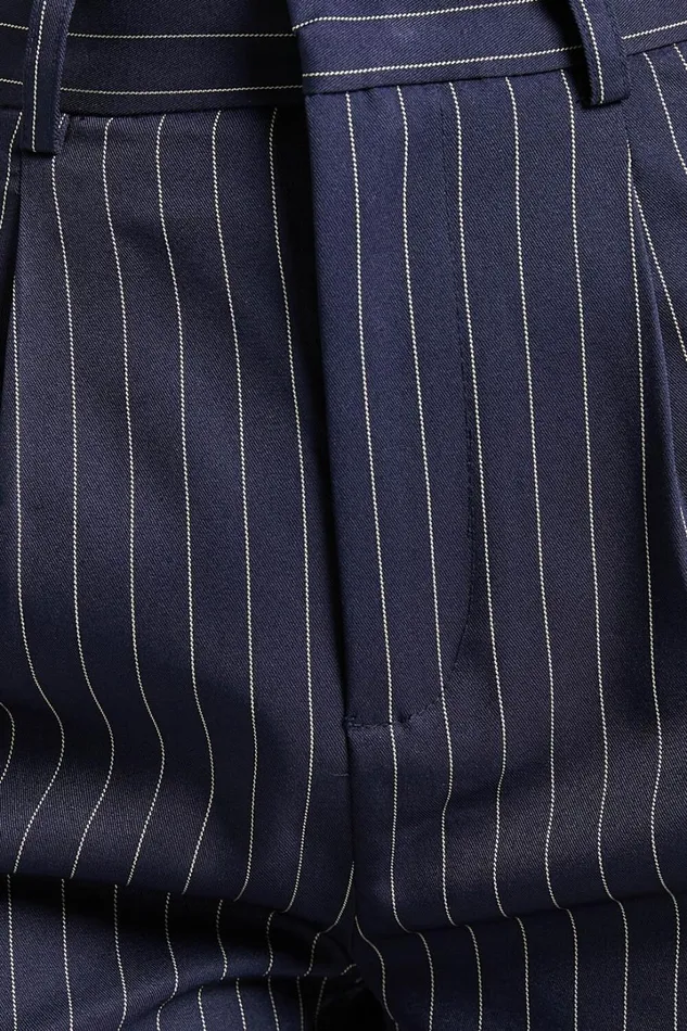 Iyah Pants 8211 High Waisted Tailored Pants In Navy Pinstripe Women Showpo Pants