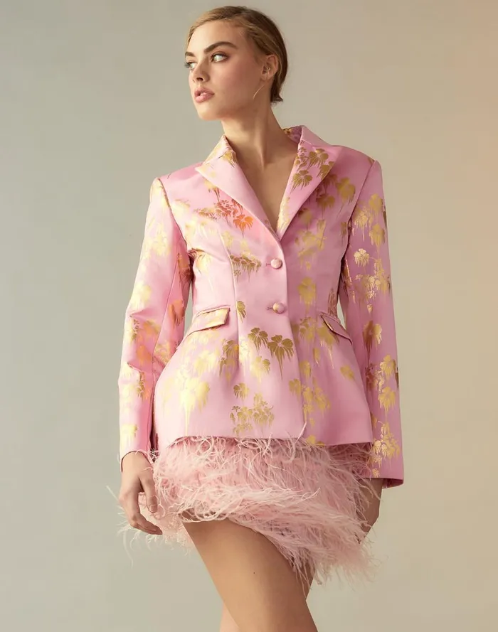 Jackets and Coats Women Cynthia Rowley Dripping In Gold Fitted Blazer