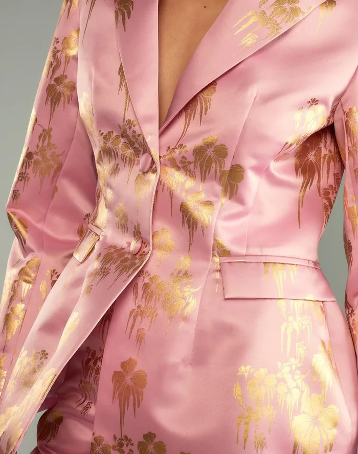 Jackets and Coats Women Cynthia Rowley Dripping In Gold Fitted Blazer