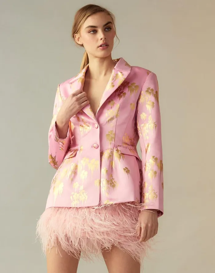 Jackets and Coats Women Cynthia Rowley Dripping In Gold Fitted Blazer