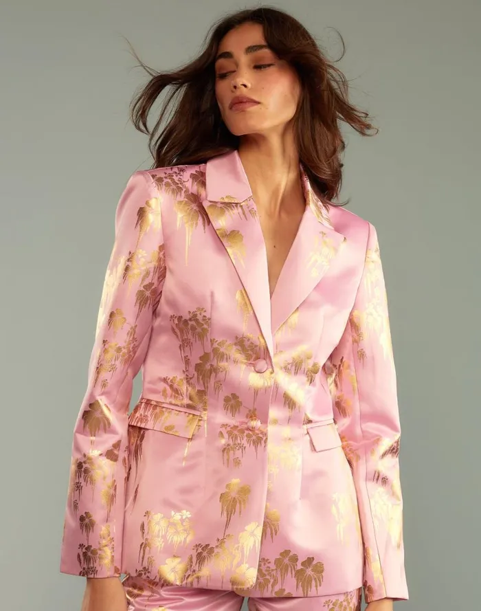 Jackets and Coats Women Cynthia Rowley Dripping In Gold Fitted Blazer