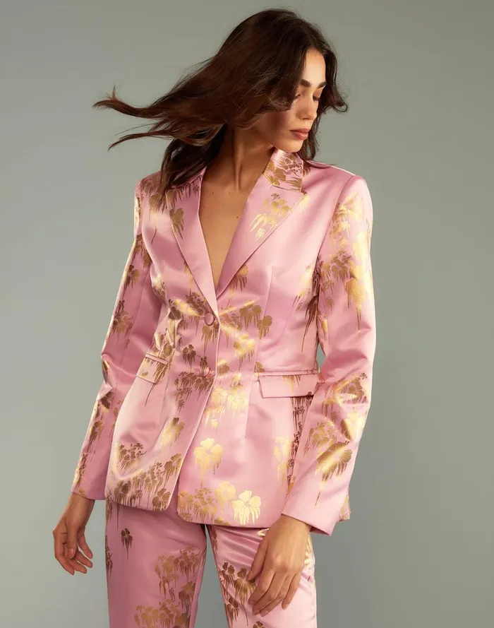 Jackets and Coats Women Cynthia Rowley Dripping In Gold Fitted Blazer