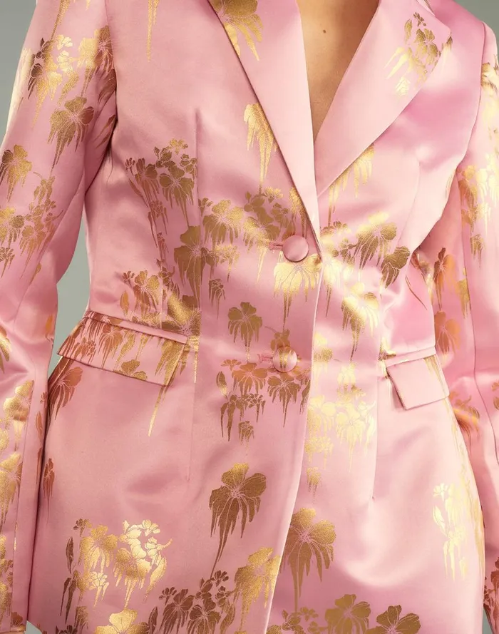 Jackets and Coats Women Cynthia Rowley Dripping In Gold Fitted Blazer