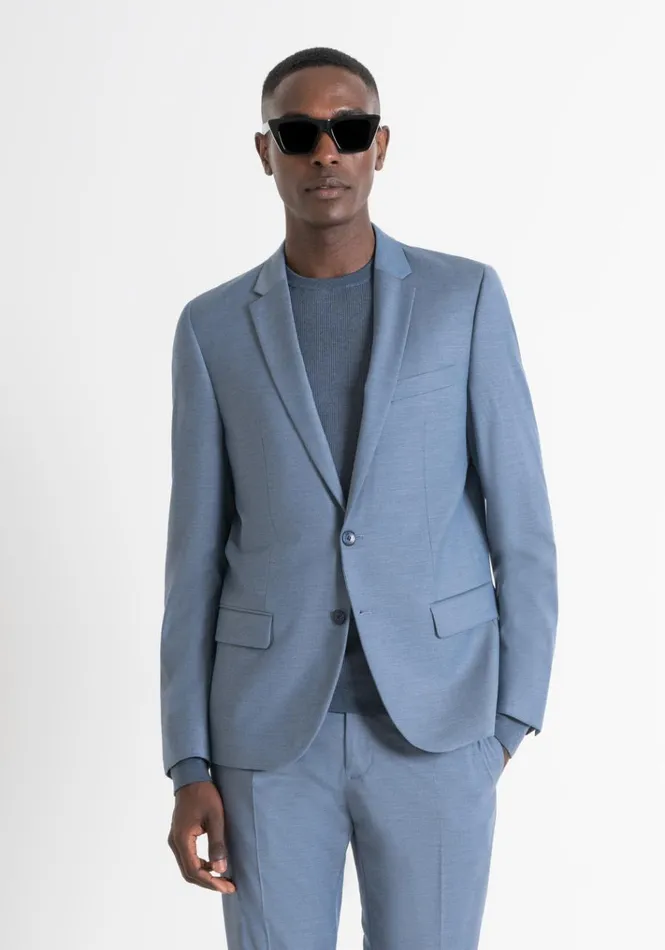 Jackets And Gilet Men Antony Morato Slim Fit 034Bonnie034 Jacket In Blue Viscose Blend Worker Avio Jackets And Gilet Men Antony Morato Slim Fit 034Bonnie034 Jacket In Blue Viscose Blend Worker Avio