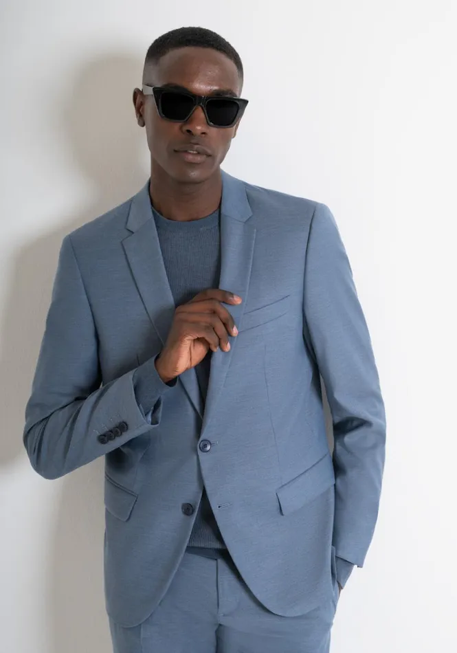 Jackets And Gilet Men Antony Morato Slim Fit 034Bonnie034 Jacket In Blue Viscose Blend Worker Avio