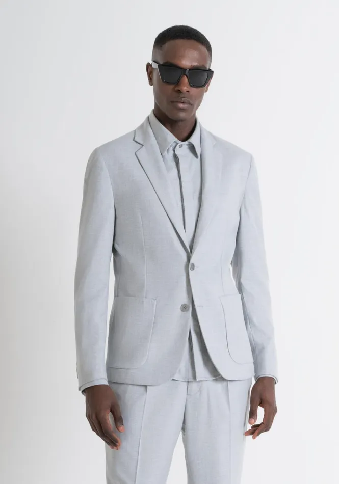 Jackets And Gilet Men Antony Morato Slim Fit 034Kim034 Jacket In Grey Melange Elastic Viscose Blend Grey Melange Jackets And Gilet Men Antony Morato Slim Fit 034Kim034 Jacket In Grey Melange Elastic Viscose Blend Grey Melange