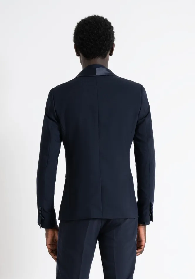 Jackets And Gilet Men Antony Morato Slim Fit 034Roxanne034 Jacket In Viscose Blend Fabric With Satin Details Blue Ink