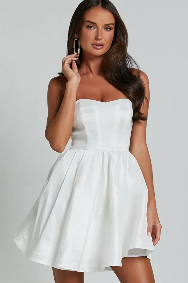 Jayde Mini Dress 8211 Strapless Sweetheart Fit And Flare Dress In White Women Showpo Dresses Jayde Mini Dress 8211 Strapless Sweetheart Fit And Flare Dress In White Women Showpo Dresses