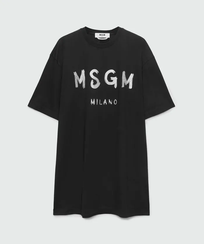 Jersey Brushstroke Logo TShirt Dress Women MSGM Dresses