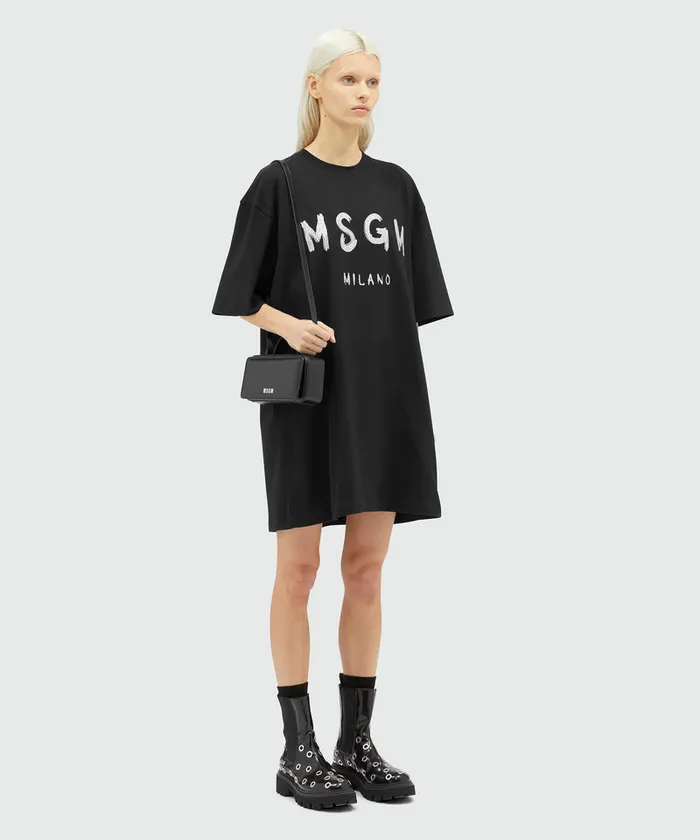 Jersey Brushstroke Logo TShirt Dress Women MSGM Dresses
