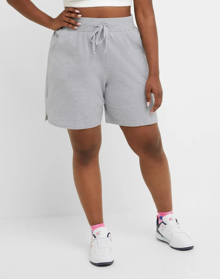Jersey Shorts C Logo 75034 Plus Size Oxford Grey Heather Women Champion Shorts