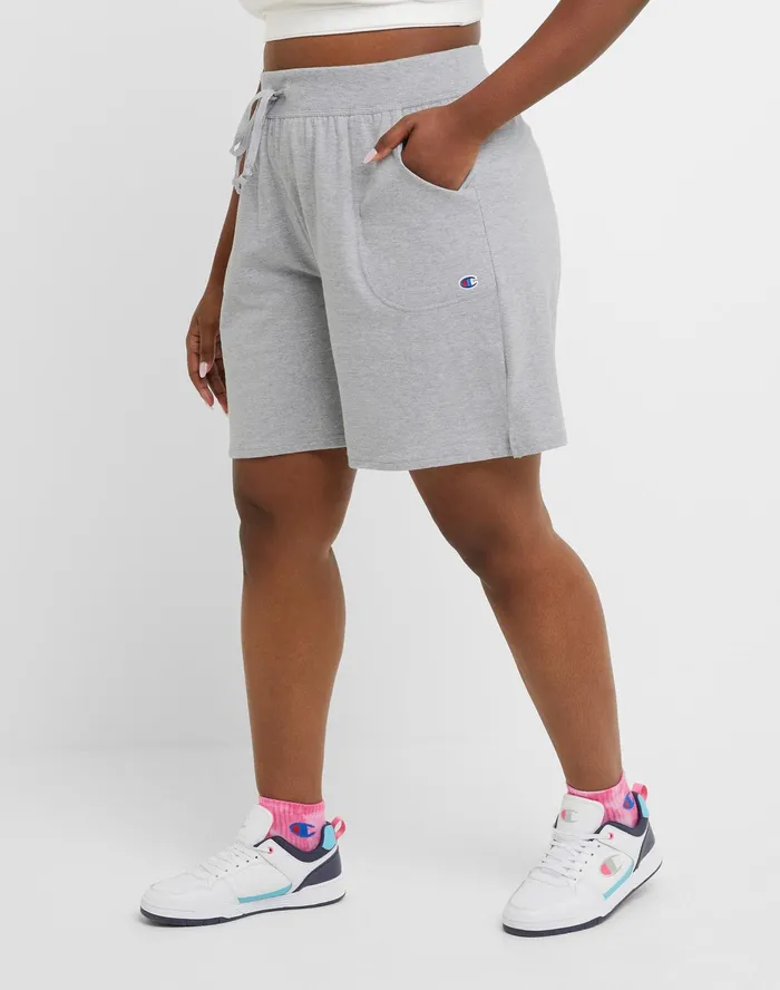 Jersey Shorts C Logo 75034 Plus Size Oxford Grey Heather Women Champion Shorts