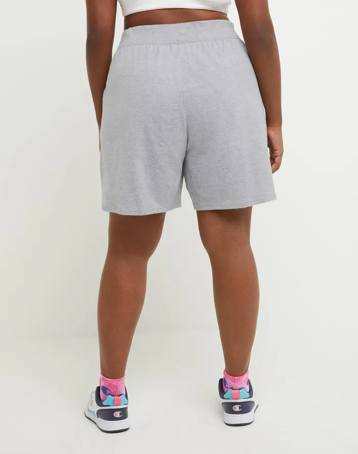 Jersey Shorts C Logo 75034 Plus Size Oxford Grey Heather Women Champion Shorts