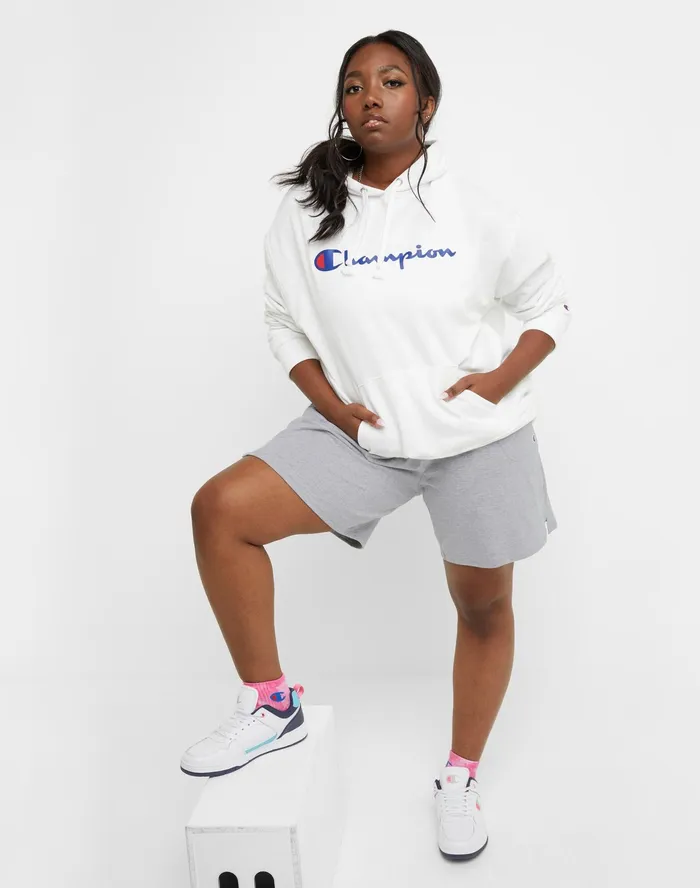 Jersey Shorts C Logo 75034 Plus Size Oxford Grey Heather Women Champion Shorts