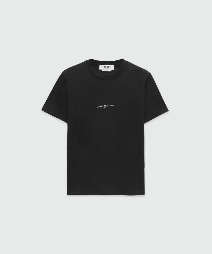 Jersey TShirt With Cursive Logo Women MSGM Tshirts
