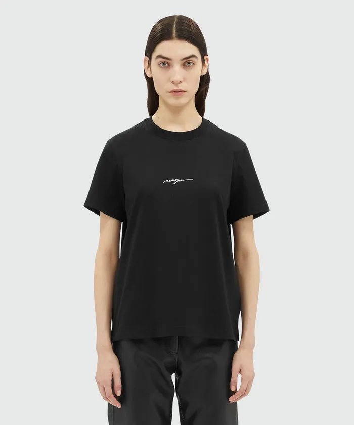 Jersey TShirt With Cursive Logo Women MSGM Tshirts