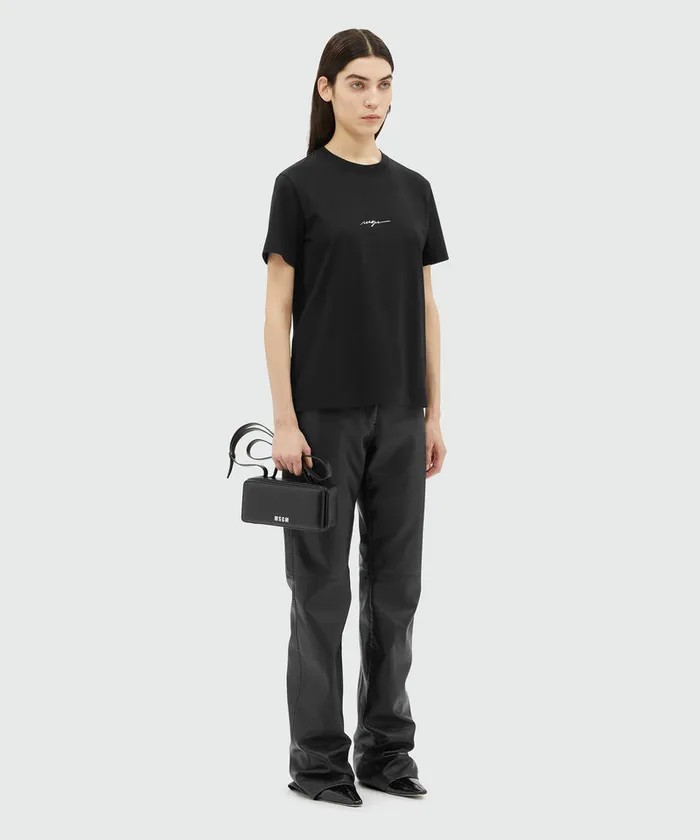 Jersey TShirt With Cursive Logo Women MSGM Tshirts