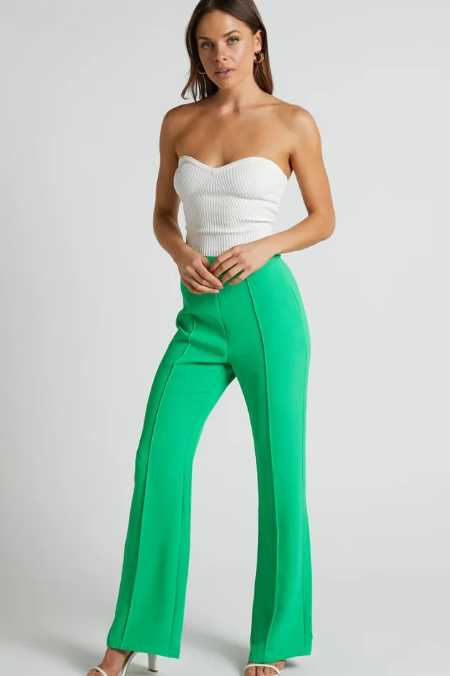 Jessa Pants 8211 High Waisted Pants In Green Women Showpo Pants