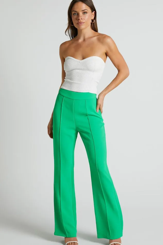 Jessa Pants 8211 High Waisted Pants In Green Women Showpo Pants