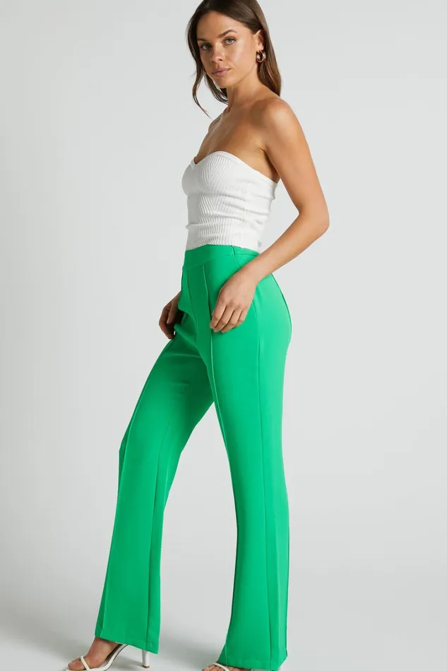 Jessa Pants 8211 High Waisted Pants In Green Women Showpo Pants