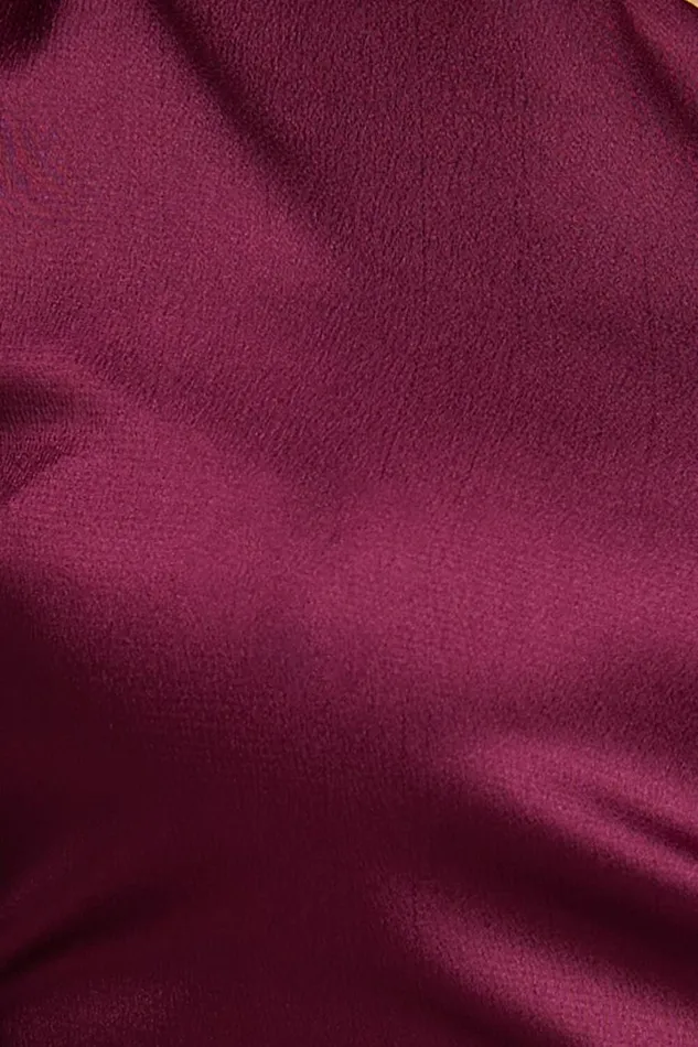 Jihyo Top 8211 Tie Waist One Shoulder Puff Sleeve Top In Burgundy Women Showpo Tops