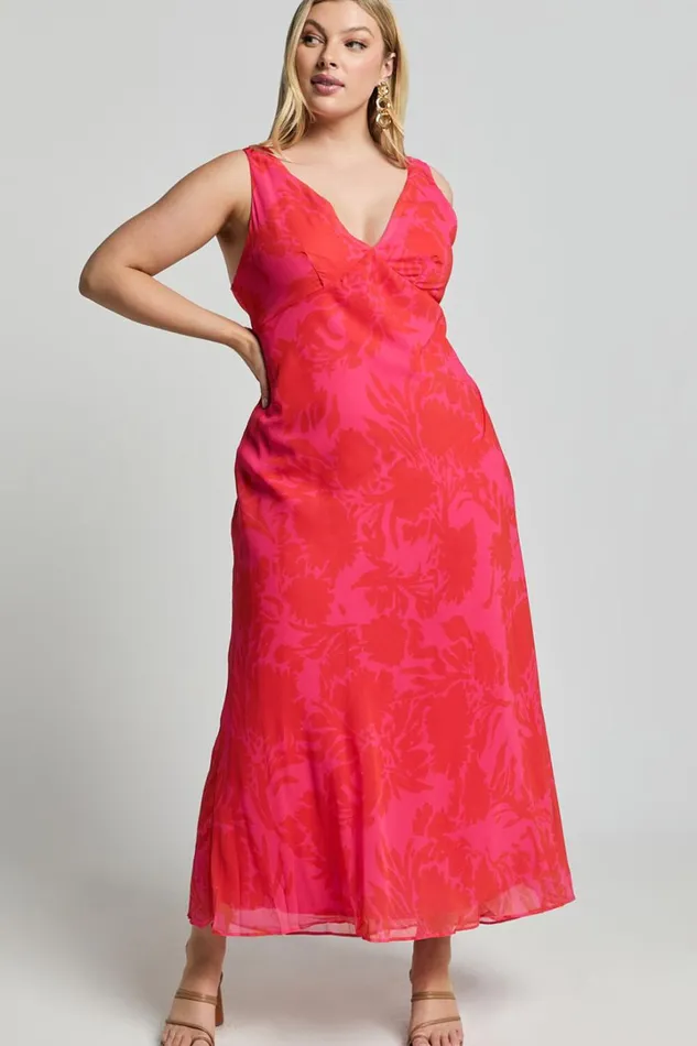 Jodie Midi Dress 8211 V Neck Slip Dress In Pink Floral Women Showpo Dresses Jodie Midi Dress 8211 V Neck Slip Dress In Pink Floral Women Showpo Dresses
