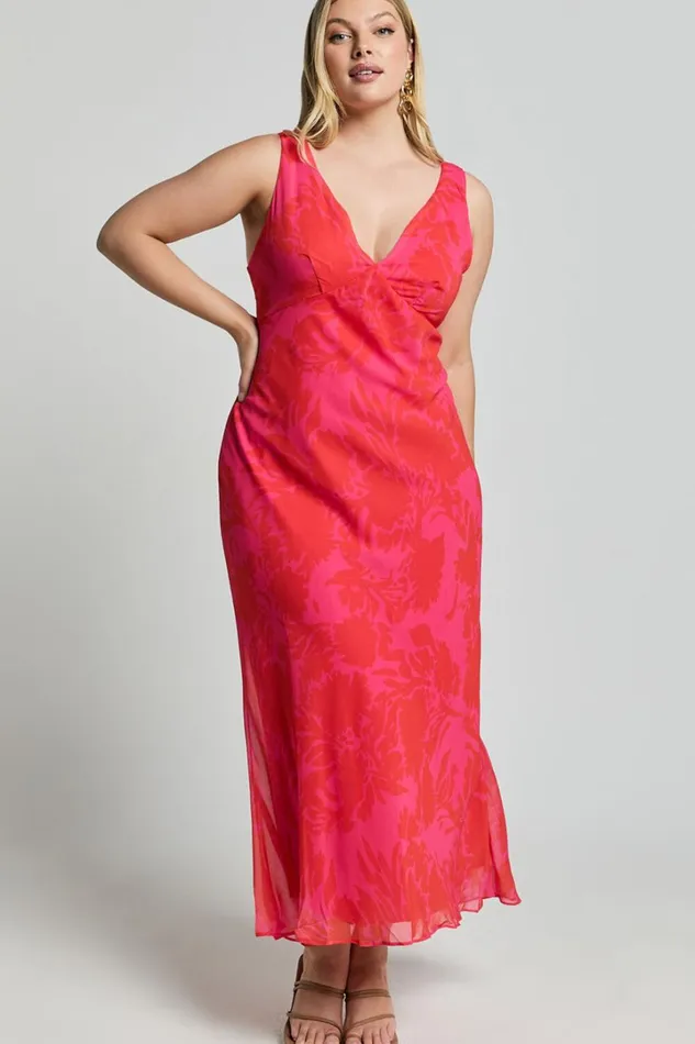 Jodie Midi Dress 8211 V Neck Slip Dress In Pink Floral Women Showpo Dresses Jodie Midi Dress 8211 V Neck Slip Dress In Pink Floral Women Showpo Dresses
