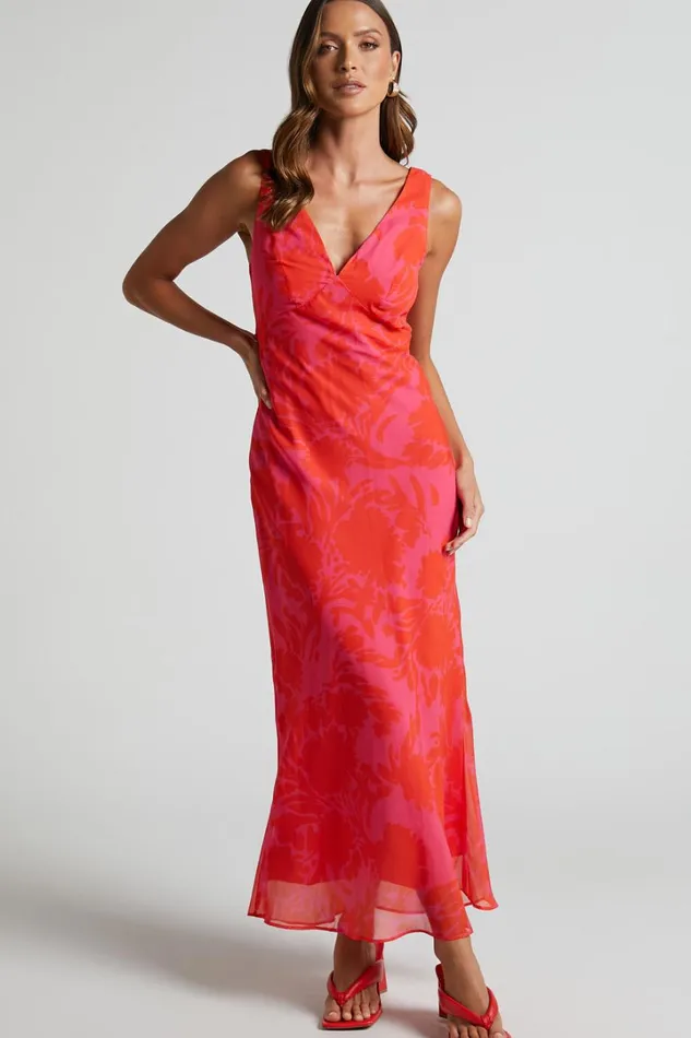 Jodie Midi Dress 8211 V Neck Slip Dress In Pink Floral Women Showpo Dresses Jodie Midi Dress 8211 V Neck Slip Dress In Pink Floral Women Showpo Dresses