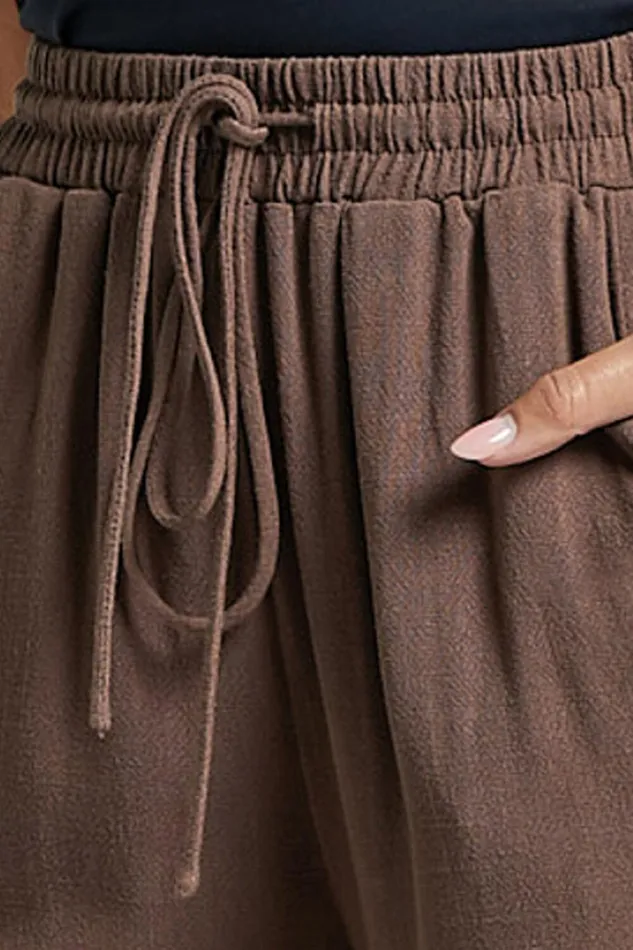 Kala Pants 8211 Mid Waisted Relaxed Elastic Waist Pants In Chocolate Women Showpo Pants
