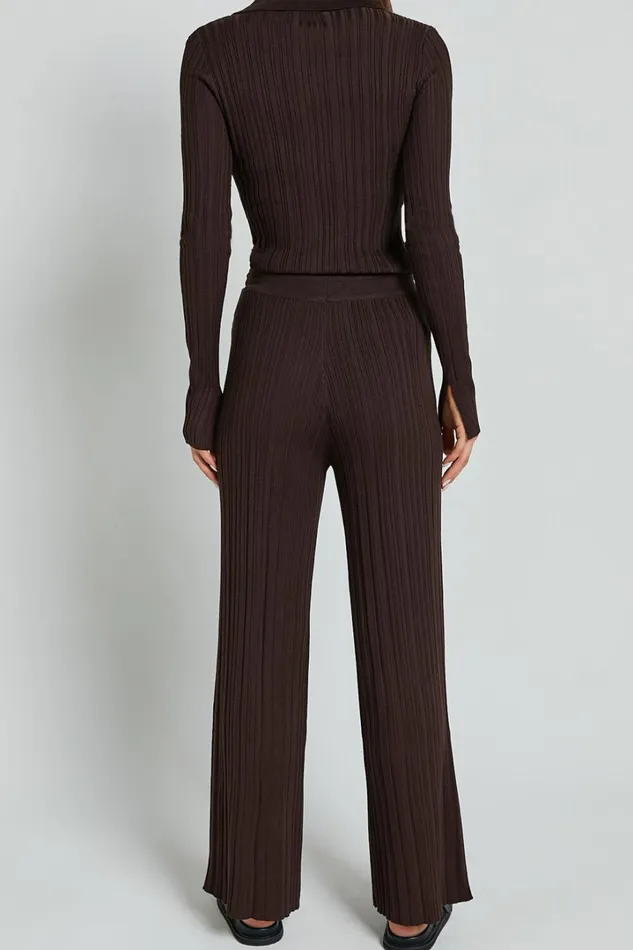 Kelsey Pants 8211 High Drawstring Waist Knit Pants In Chocolate Women Showpo Pants