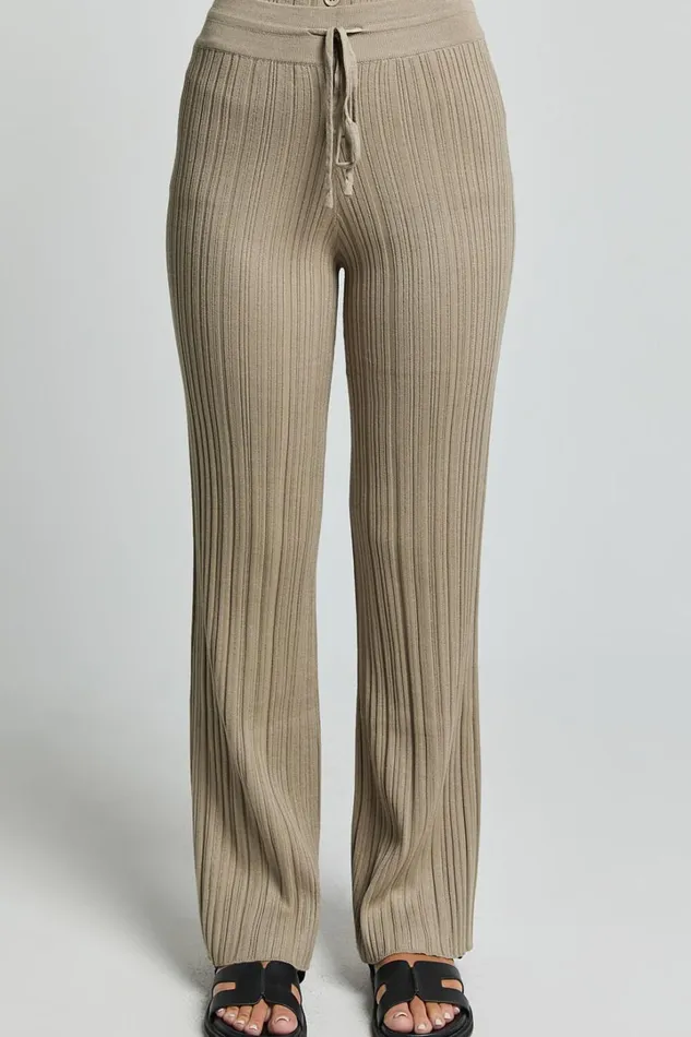 Kelsey Pants 8211 High Drawstring Waist Knit Pants In Taupe Women Showpo Pants