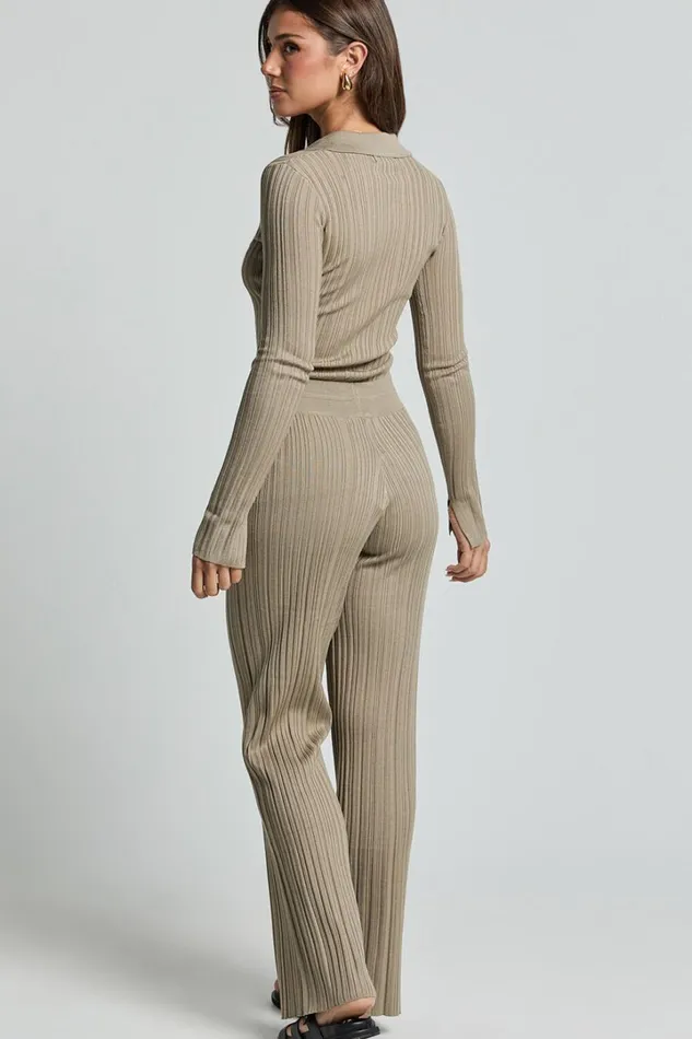 Kelsey Pants 8211 High Drawstring Waist Knit Pants In Taupe Women Showpo Pants
