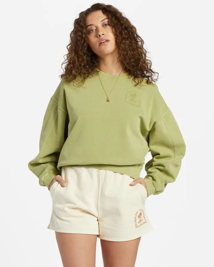 Kendal Crew Neck Sweatshirt Avocado Women Billabong Sweatshirts and Fleece