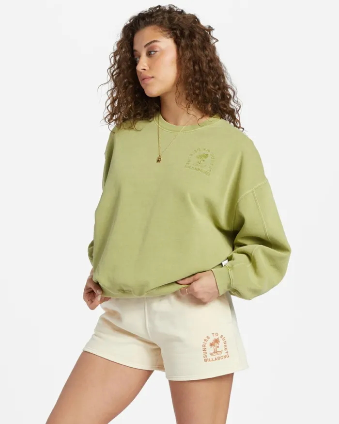 Kendal Crew Neck Sweatshirt Avocado Women Billabong Sweatshirts and Fleece