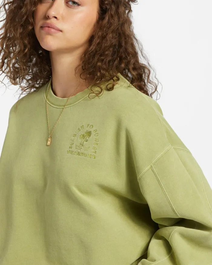 Kendal Crew Neck Sweatshirt Avocado Women Billabong Sweatshirts and Fleece