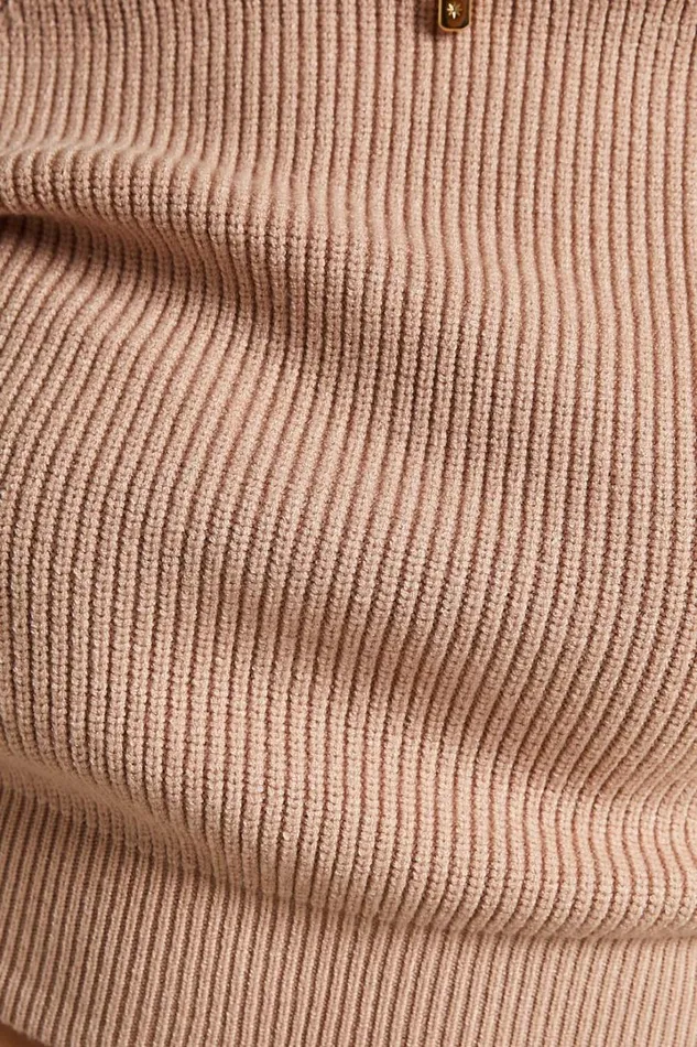 Kensley Jumper 8211 Colour Block Turtleneck Balloon Sleeve Knit Jumper In Beige Women Showpo Knitwear