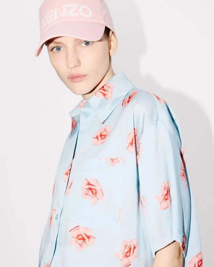 Kenzo Caps And Hats MenWomen GRAPHY039 Cotton Baseball Cap Faded Pink