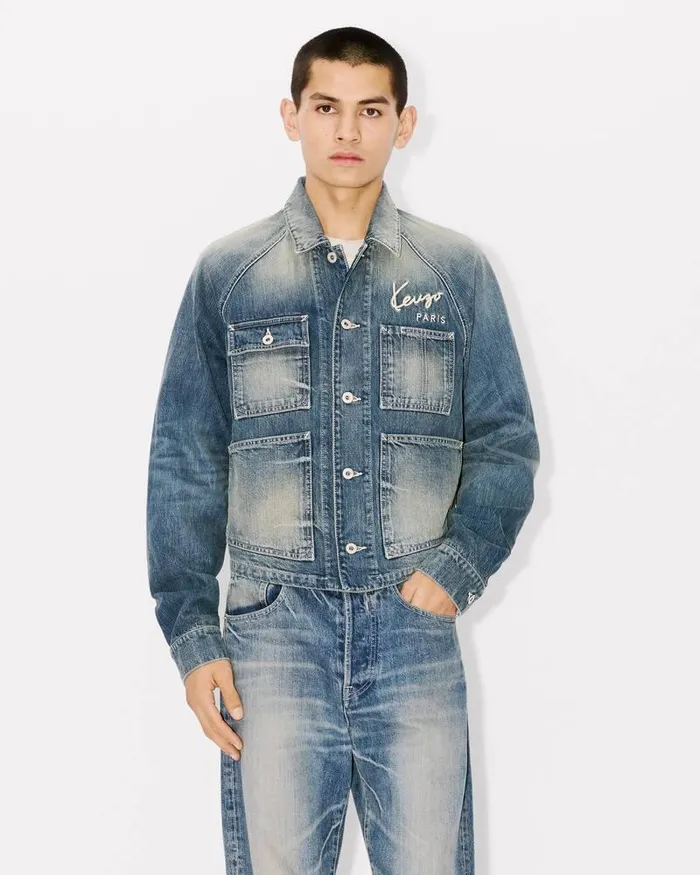 Kenzo Jackets And Coats Men Creations039 Trucker Jacket Stone Bl Dirty Blue Denim