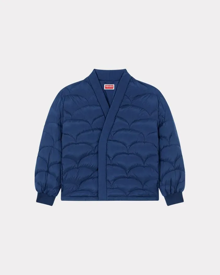 Kenzo Jackets And Coats Men Seigaiha039 Kimono Padded Coat Midnight Blue