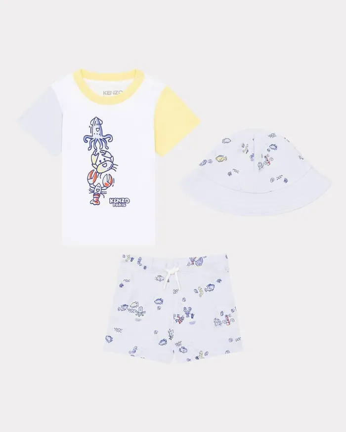 Kenzo Kids 3 Pieces Cotton Set Light Blue