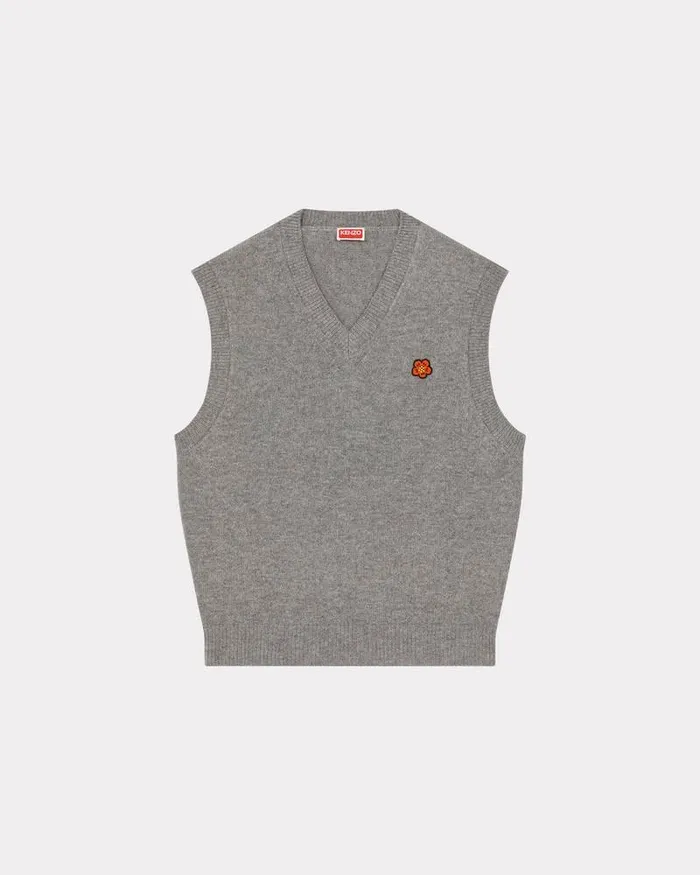 Kenzo Knitwear Men 039Boke Flower039 Embroidered Woollen Jumper Pearl Grey