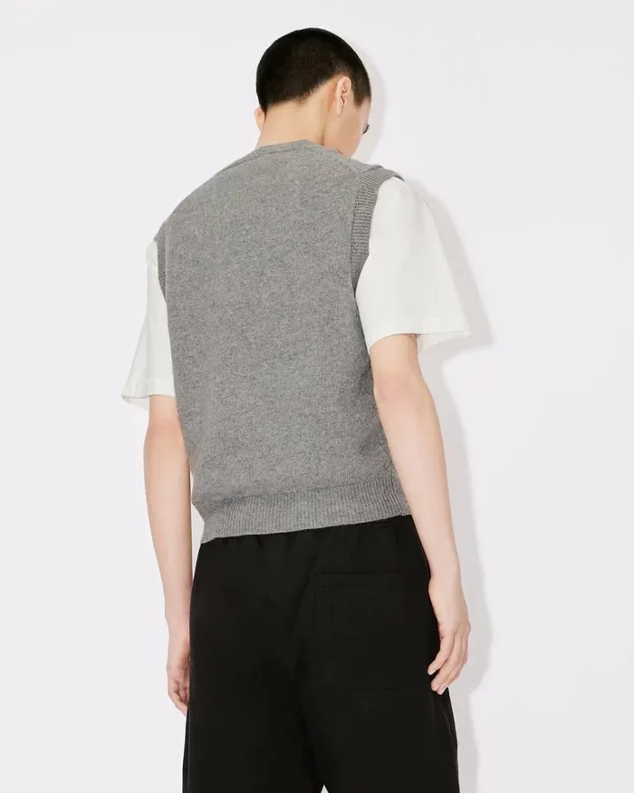 Kenzo Knitwear Men 039Boke Flower039 Embroidered Woollen Jumper Pearl Grey