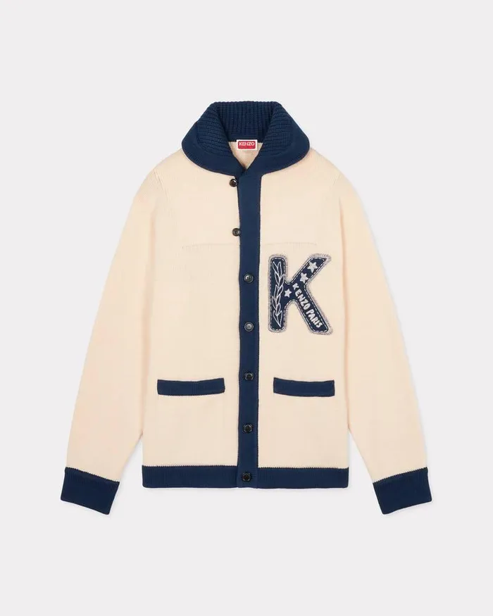 Kenzo Knitwear Men Drawn Varsity039 Cardigan Off White