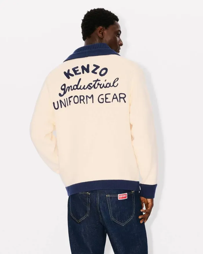 Kenzo Knitwear Men Drawn Varsity039 Cardigan Off White