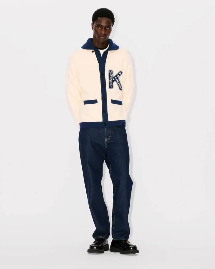 Kenzo Knitwear Men Drawn Varsity039 Cardigan Off White