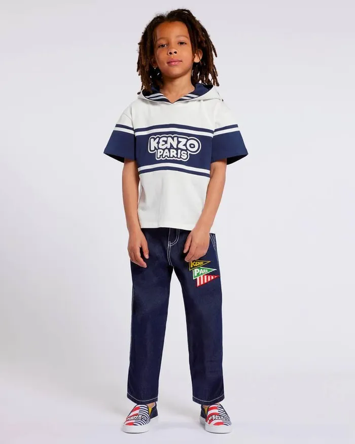 Kenzo Pants And Shorts Kids 039Sailor039 Embroidered Jeans Navy Blue